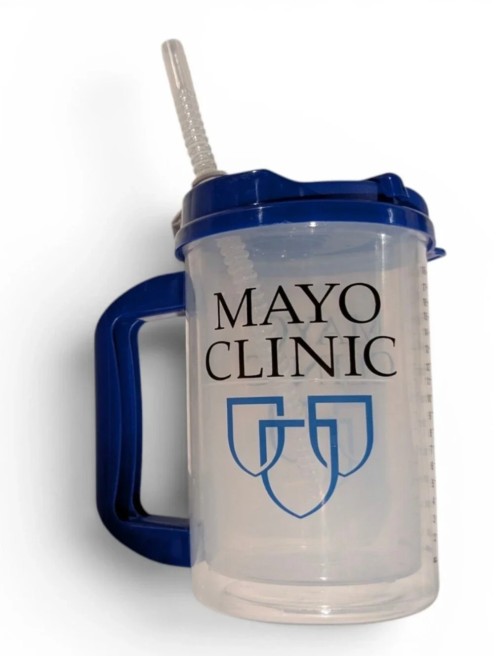 MAYO CLINIC 18oz Blue Travel Water Cup Lid Straw Mug